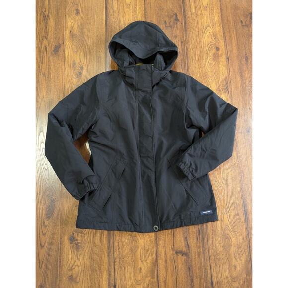 Lands' End Hooded Squall Black Jacket Women's S 6-8 - Picture 1 of 8